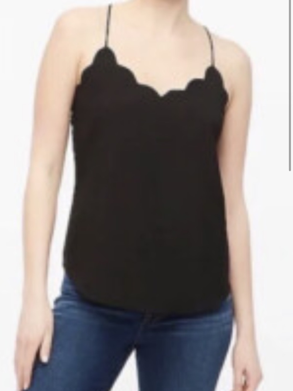 J. Crew Black Scalloped Spaghetti-Strap Cami